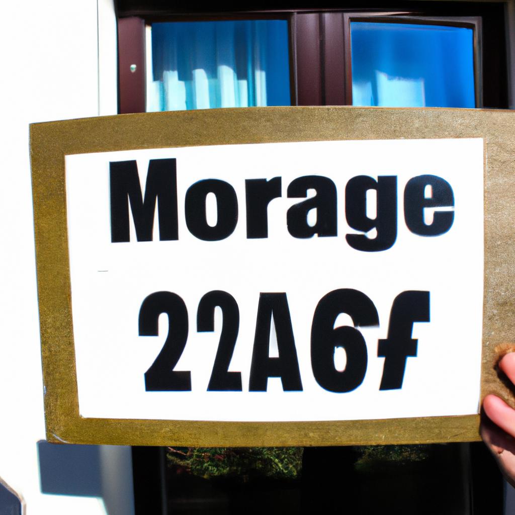 Person holding mortgage rate sign