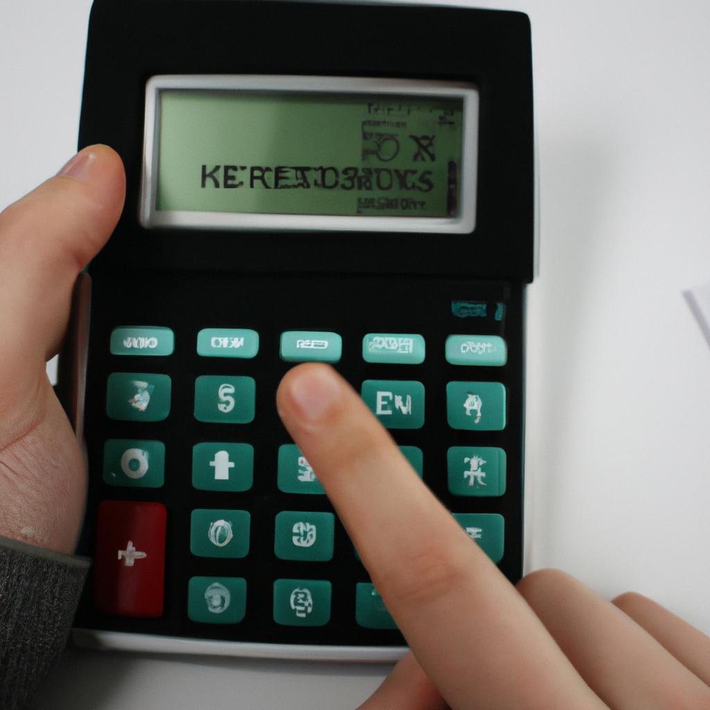 Person using a mortgage calculator