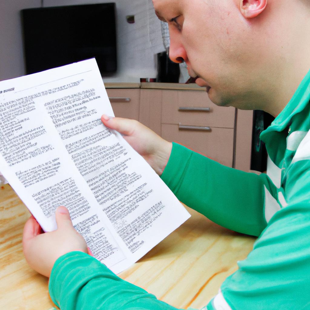 Person reading mortgage documents attentively