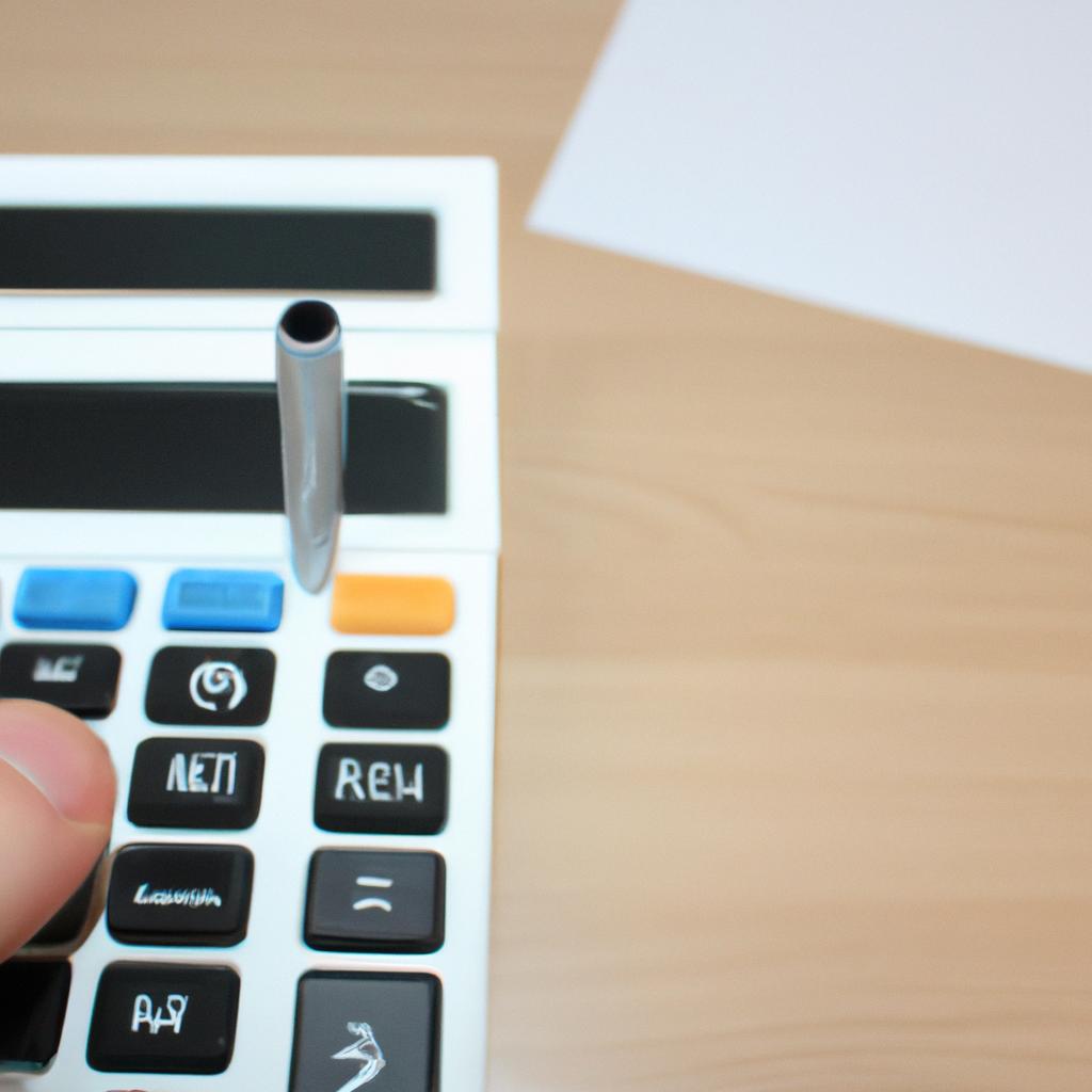 Person using mortgage calculator, calculating