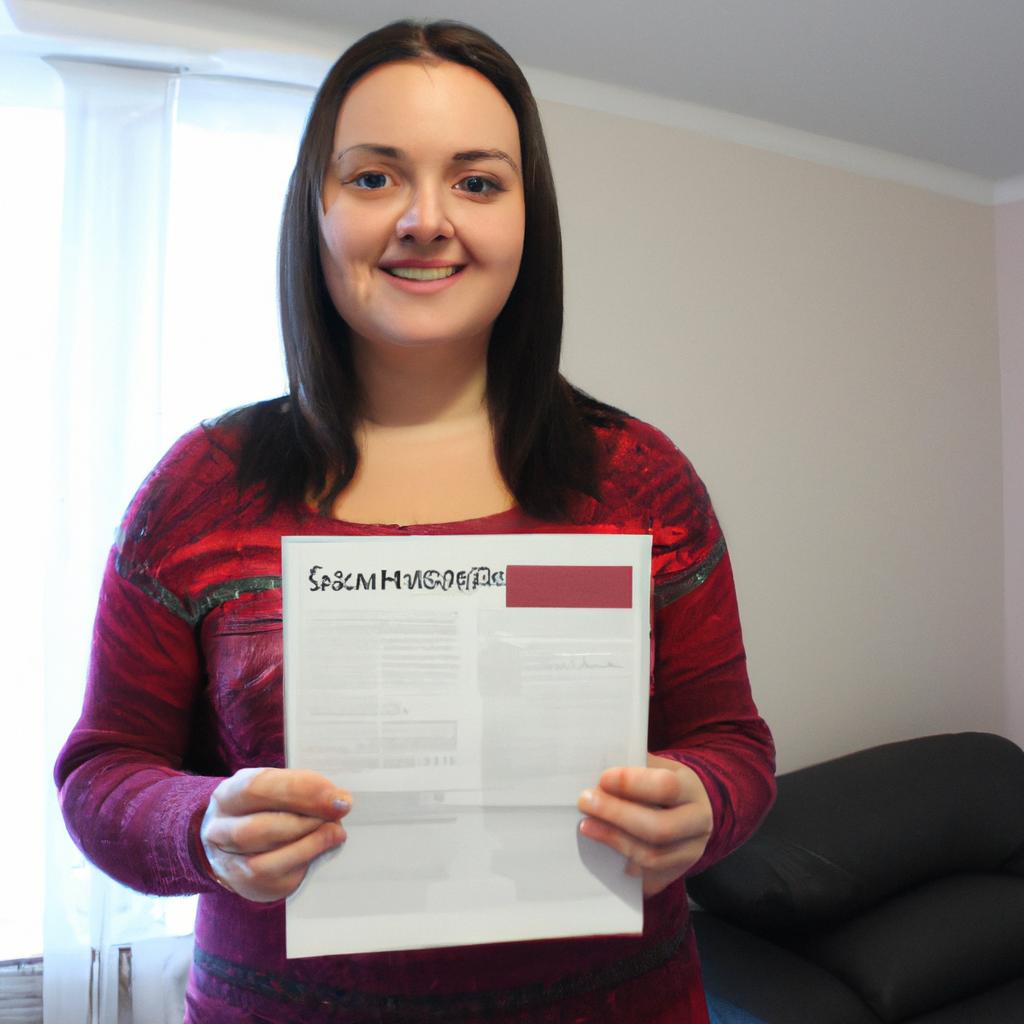 Person holding mortgage paperwork, smiling